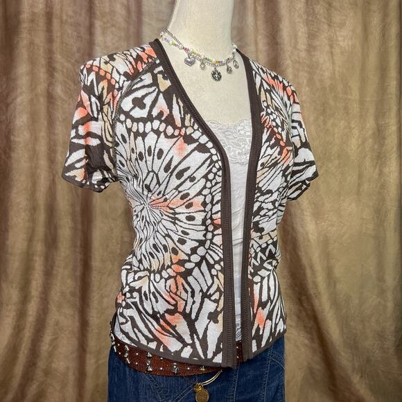 NIC+ZOE Sweaters - Y2K Nic+Zoe Butterfly Cardigan Sweater Open Front Short Sleeve Cottage Boho